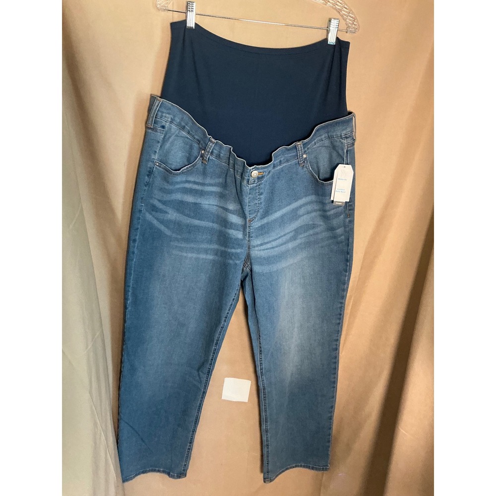 Time and Tru Maternity Jeans Women XXL Blue NWT Straight Leg Comfort Belly Band
